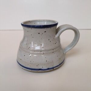 Vintage Stoneware Pottery Coffee or Tea Mug - Gray Blue Retro Signed